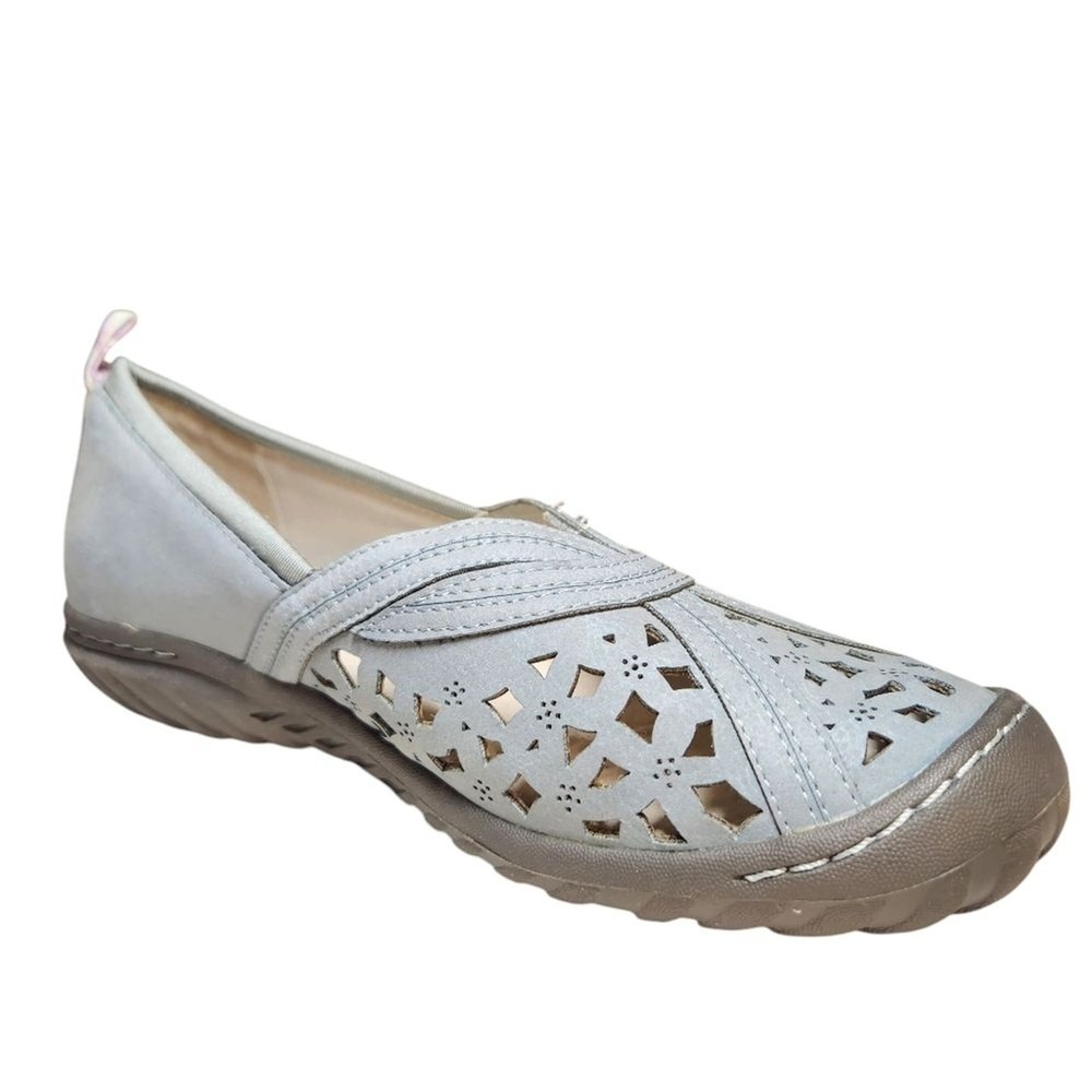 Jambu Pecan Loafer Flat Leather Sneakers Blue Slip On Cut Out Shoes 8 W Comfort